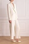 Fabiana Filippi Women's white suit with trousers - 60% linen, 26% viscose, 14% polyester. Closure: buttons. two side pockets. Country of manufacture: Italy. Care: specialized cleaning - photo 3