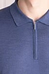 Cesare di Napoli Men's blue silk polo - 100% silk. Closure: zipper. Country of manufacture: Italy. Care: specialized cleaning - photo 5