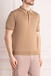 Cesare di Napoli Men's beige silk polo - 100% silk. Closure: buttons. Country of manufacture: Italy. Care: specialized cleaning - photo 3