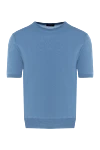 Cesare di Napoli Men's short sleeve silk jumper blue - 100% silk. Country of manufacture: Italy. Care: specialized cleaning - photo 1