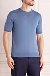 Cesare di Napoli Men's short sleeve silk jumper blue - 100% silk. Country of manufacture: Italy. Care: specialized cleaning - photo 3