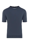 Cesare di Napoli Men's blue short sleeve silk jumper - 100% silk. Country of manufacture: Italy. Care: specialized cleaning - photo 1