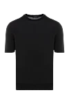 Cesare di Napoli Men's black short sleeve silk and cotton jumper - 50% silk, 50% cotton. Country of manufacture: Italy. Care: specialized cleaning - photo 1