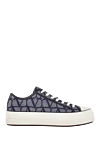 Valentino Cotton and polyester sneakers for men, blue - brand logo. 87% cotton, 13% polyester. Closure: lace. Country of manufacture: Italy. Care: specialized cleaning - photo 1