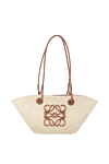 Loewe Сумка повседневная из соломки женская бежевая бежевая - Anagram. пальмовый лист, телячья кожа. Размер: 46 X 24.5 X 16 cm. Страна производитель: Испания. Уход: специализированная чистка - фото 1