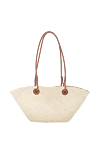 Сумка повседневная из соломки женская бежевая бежевая Loewe - Anagram. пальмовый лист, телячья кожа. Размер: 46 X 24.5 X 16 cm. Страна производитель: Испания. Уход: специализированная чистка - фото 4
