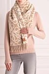 Scarf for women beige Loewe - abstract pattern. 60% alpaca, 25% wool, 15% polyamide. Country of origin: Spain. Care: specialized cleaning - photo 2