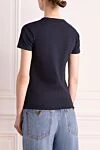 Футболка женская синяя Valentino - логотип бренда. Cостав: 98% хлопок, 2% эластан . Страна производитель: Италия. Уход: специализированная чистка - фото 4