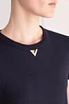 Valentino Футболка женская синяя - логотип бренда. Cостав: 98% хлопок, 2% эластан . Страна производитель: Италия. Уход: специализированная чистка - фото 5