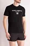 Dolce & Gabbana Cotton T-shirt for men, black - brand logo. 100% cotton. Country of manufacture: Italy. Care: specialized cleaning - photo 3