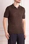 Barba Napoli Men's brown linen polo - melange. 100% linen. Country of manufacture: Italy. Care: specialized cleaning - photo 3