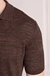 Barba Napoli Men's brown linen polo - melange. 100% linen. Country of manufacture: Italy. Care: specialized cleaning - photo 5