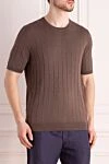 Barba Napoli Short sleeve silk jumper for men, brown - stripe pattern. 100% silk. Country of manufacture: Italy. Care: specialized cleaning - photo 3