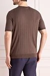 Short sleeve silk jumper for men, brown Barba Napoli - stripe pattern. 100% silk. Country of manufacture: Italy. Care: specialized cleaning - photo 4