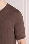 Barba Napoli Short sleeve silk jumper for men, brown - stripe pattern. 100% silk. Country of manufacture: Italy. Care: specialized cleaning - photo 5