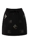 Dolce & Gabbana Women's cotton and polyester mini skirt, black - brand logo. 71% cotton, 29% polyester. Closure: drawstring. Country of manufacture: Italy. Care: specialized cleaning - photo 1