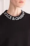 Dolce & Gabbana Свитшот из хлопка и полиэстера женский черный
 - логотип бренда. Cостав: 71% хлопок, 29% полиэстер. Страна производитель: Италия. Уход: специализированная чистка - фото 5