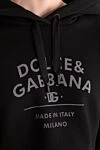 Dolce & Gabbana Худи из хлопка и полиэстера женское черное - капюшон. логотип бренда. Cостав: 80% хлопок, 20% полиэстер. Страна производитель: Италия. Уход: специализированная чистка - фото 5