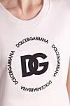 Dolce & Gabbana Футболка из хлопка женская белая - логотип бренда. Cостав: 100% хлопок. Страна производитель: Италия. Уход: специализированная чистка - фото 5