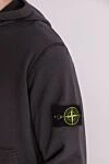 Stone Island Кофта спортивная из хлопка мужская черная - логотип бренда. капюшон. 100% хлопок. Страна производитель: Италия. Уход: специализированная чистка - фото 5