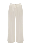 Max&Moi Women's white silk and elastane trousers - Composition: 95% silk, 5% elastane. Closure: drawstring. Pockets: two side pockets. Country of manufacture: Italy. Care: specialized cleaning - photo 1