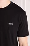 Ermenegildo Zegna Cotton T-shirt for men, black - brand logo. 100% cotton. Country of manufacture: Italy. Care: specialized cleaning - photo 5