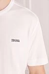 Ermenegildo Zegna Cotton T-shirt for men white - brand logo. 100% cotton. Country of manufacture: Italy. Care: specialized cleaning - photo 5