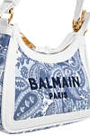 Balmain Сумка из хлопка и льна женская синяя - логотип Balmain . 58% хлопок, 42% лен. молния. Размеры: 19 х 12 х 7,5 см. Страна производитель: Франция. Уход: специализированная чистка - фото 5