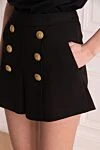 Balmain Viscose and elastane shorts for women black - golden buttons. 100% cotton. two front pockets, two back pockets. Country of origin: France. Care: specialized cleaning - photo 5