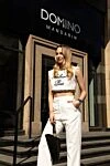 Balmain Топ из хлопка и полиамида женский белый - логотип бренда, окантовка. Cостав: 50% хлопок, 50% полиамид. Страна производитель: Франция. Уход: специализированная чистка - фото 7