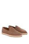 Doucal`s Men's nubuck loafers brown - weaving on the sole. 100% nubuck. Country of manufacture: Italy. Care: specialized cleaning - photo 3