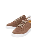 Doucal`s Men's brown nubuck sneakers - contrast sole. 100% nubuck. rubber. Closure: laces. Country of manufacture: Italy. Care: specialized cleaning - photo 5