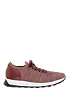 Doucal`s Men's burgundy textile and leather sneakers - contrast sole. 100% genuine leather, 80% textiles. Closure: laces. Country of manufacture: Italy. Care: specialized cleaning - photo 1