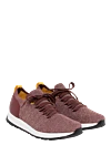 Doucal`s Men's burgundy textile and leather sneakers - contrast sole. 100% genuine leather, 80% textiles. Closure: laces. Country of manufacture: Italy. Care: specialized cleaning - photo 3