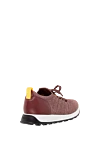 Men's burgundy textile and leather sneakers Doucal`s - contrast sole. 100% genuine leather, 80% textiles. Closure: laces. Country of manufacture: Italy. Care: specialized cleaning - photo 4