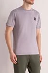 Stone Island Gray cotton T-shirt for men - brand logo. 100% cotton. Country of manufacture: Italy. Care: specialized cleaning - photo 3