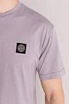 Stone Island Gray cotton T-shirt for men - brand logo. 100% cotton. Country of manufacture: Italy. Care: specialized cleaning - photo 5