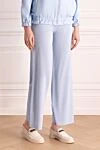 Rocco Ragni Women's knitted silk and cashmere trousers, blue - 85% silk, 15% cashmere. Country of manufacture: Italy. Care: specialized cleaning - photo 3