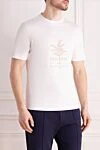 Brunello Cucinelli Men's white cotton T-shirt - brand logo. 100% cotton. Country of manufacture: Italy. Care: specialized cleaning - photo 3