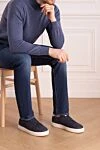  Сникеры из нубука синие мужские Brunello Cucinelli - контрастная пятка. 100% нубук. шнурки. Страна производитель: Италия. Уход: специализированная чистка - фото 2