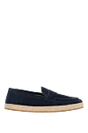 Brunello Cucinelli Blue suede loafers for men - weaving on the sole. 100% natural suede. Country of manufacture: Italy. Care: specialized cleaning - photo 1