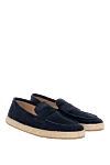 Brunello Cucinelli Blue suede loafers for men - weaving on the sole. 100% natural suede. Country of manufacture: Italy. Care: specialized cleaning - photo 3