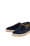 Brunello Cucinelli Blue suede loafers for men - weaving on the sole. 100% natural suede. Country of manufacture: Italy. Care: specialized cleaning - photo 5