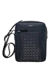 Serapian Black genuine leather bag for men - brand logo, textured leather. Closure: top zip. 100% genuine leather. front pocket. Country of origin: Italy. Care: specialized cleaning - photo 1
