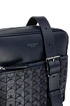Serapian Black genuine leather bag for men - brand logo, textured leather. Closure: top zip. 100% genuine leather. front pocket. Country of origin: Italy. Care: specialized cleaning - photo 5