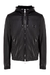 Dolce & Gabbana Genuine leather jacket black for men - brand logo. hood. 100% genuine leather. zipper, drawstring. two front pockets. Country of manufacture: Italy. Care: specialized cleaning - photo 1