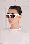 Women's sunglasses white Balmain - logo on frame . plastic. brown. Country of manufacture: Italy. Care: specialized cleaning - photo 2