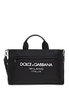 Dolce & Gabbana Сумка дорожная мужская черная - логотип бренда. двухзамковая застежка-молния сверху с фирменными пуллерами. 20% натуральная кожа, 72% полиамид, 8% акрил. Ручки: текстильные ручки с отделкой из телячьей кожи. передний плоский карман на молнии с фирменным пуллером. Размеры: 33 × 50 × 20 см. Страна производитель: Италия. Уход: специализированная чистка - фото 1