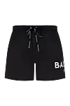 Balmain Men's black polyester shorts - brand logo. 100% polyester. Closure: drawstring. two side pockets. Country of manufacture: Italy. Care: specialized cleaning - photo 1