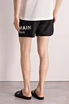 Men's black polyester shorts Balmain - brand logo. 100% polyester. Closure: drawstring. two side pockets. Country of manufacture: Italy. Care: specialized cleaning - photo 4